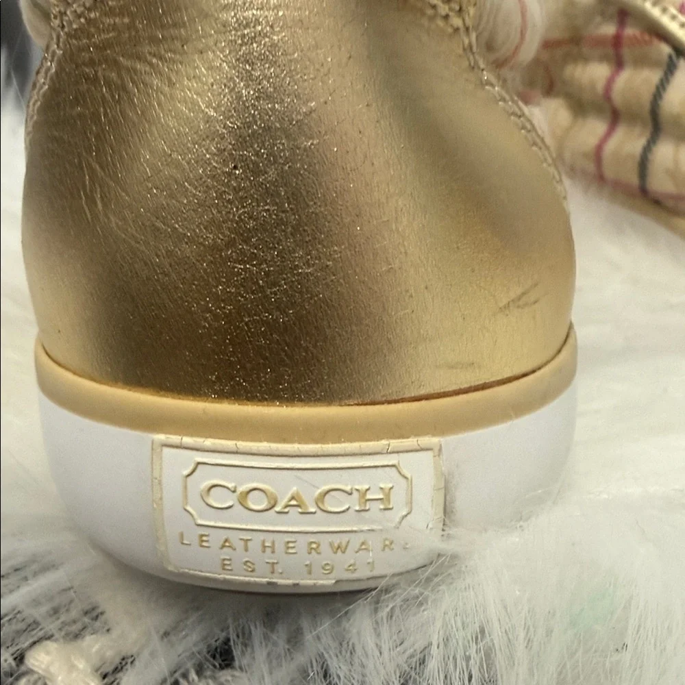 Coach Beige and Red Plaid Sneakers